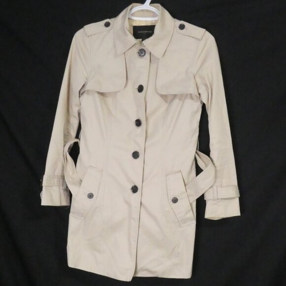 BANANA REPUBLIC | xs - extra small petite | Classic Beige Trench Coat with Belt - Picture 1 of 14
